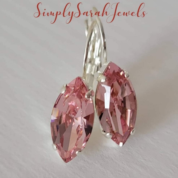Hand Crafted Jewelry - Swarovski Crystal Earrings in Silver